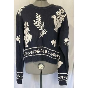 Express Tricot Sweater Womens Medium Cardigan Blue Vintage Shoulder Pads